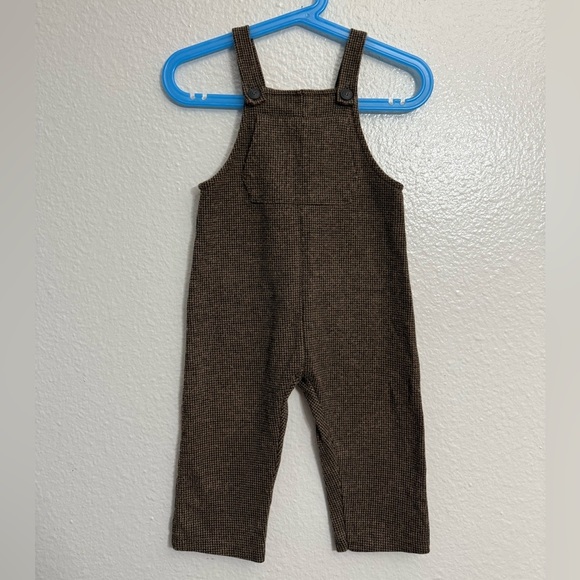 Zara Kids Brown Houndstooth Jumper Overalls - Picture 1 of 5